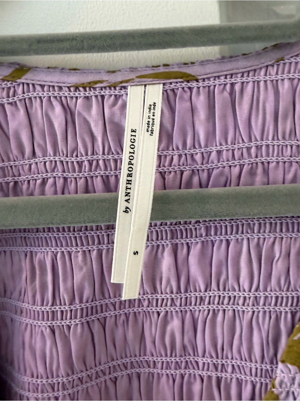 Anthropologie Lavender Maxi Dress with Olive Floral Print - Picture 2 of 4